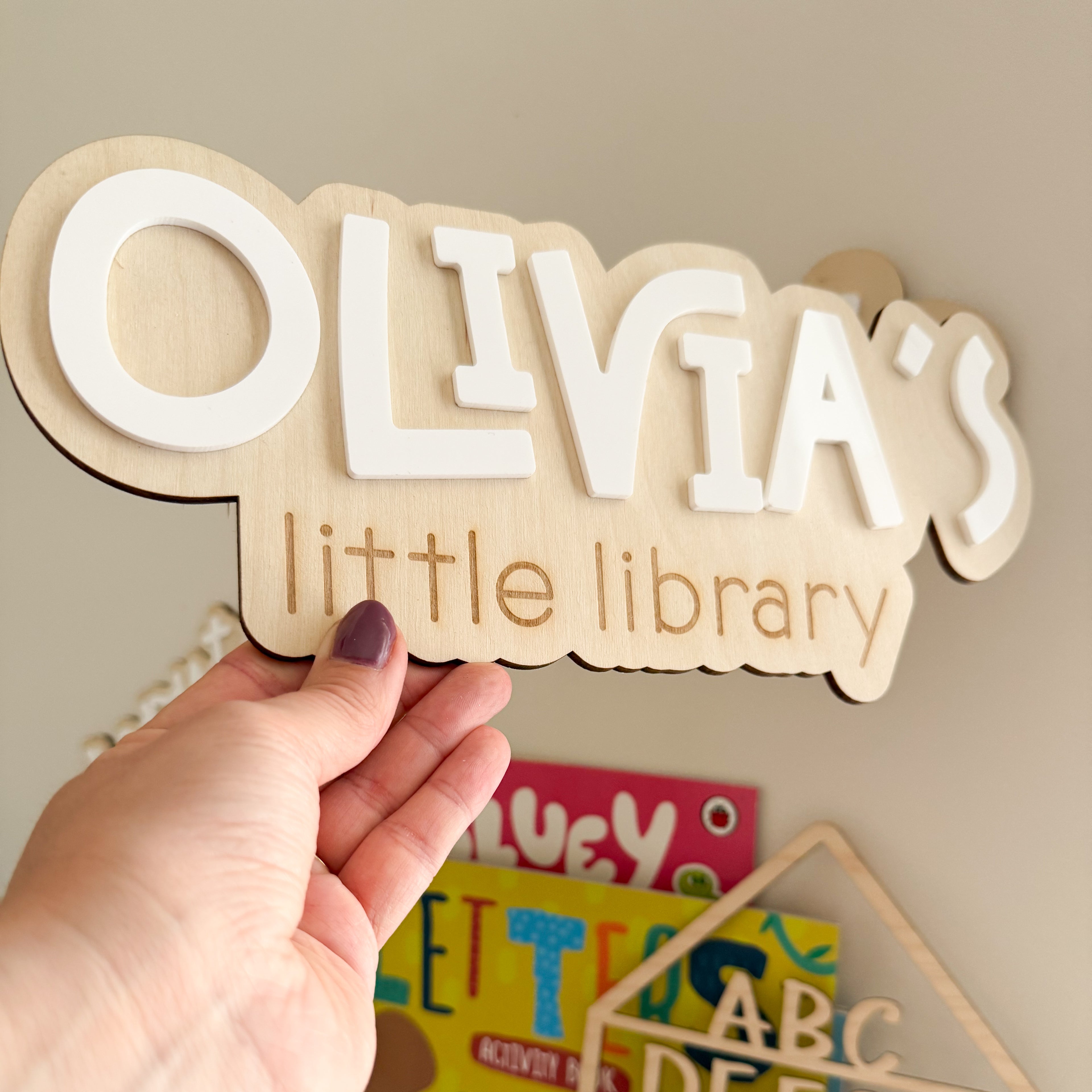 Little Library Sign, personalised sign for childrens book corner