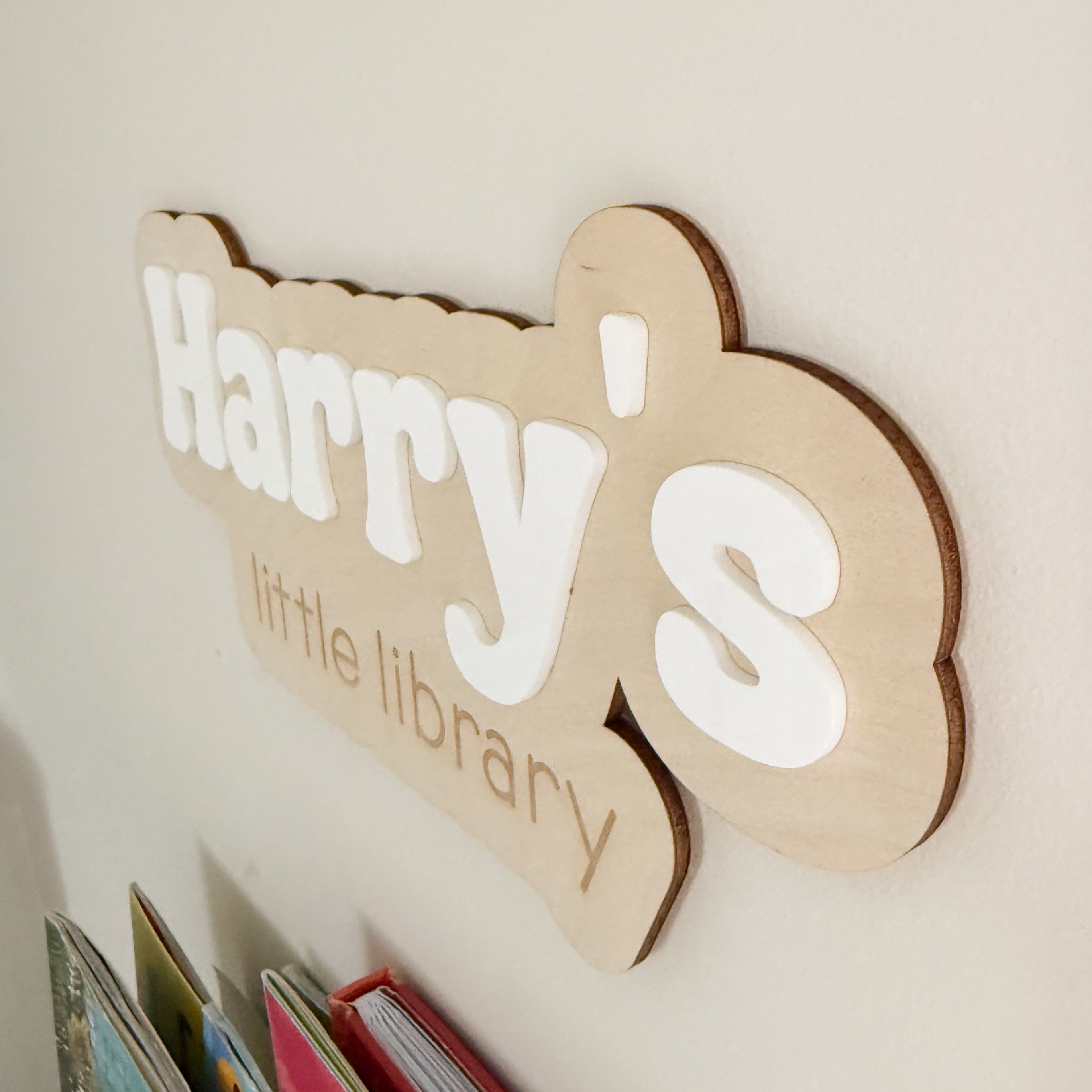 Little Library Sign, personalised sign for childrens book corner