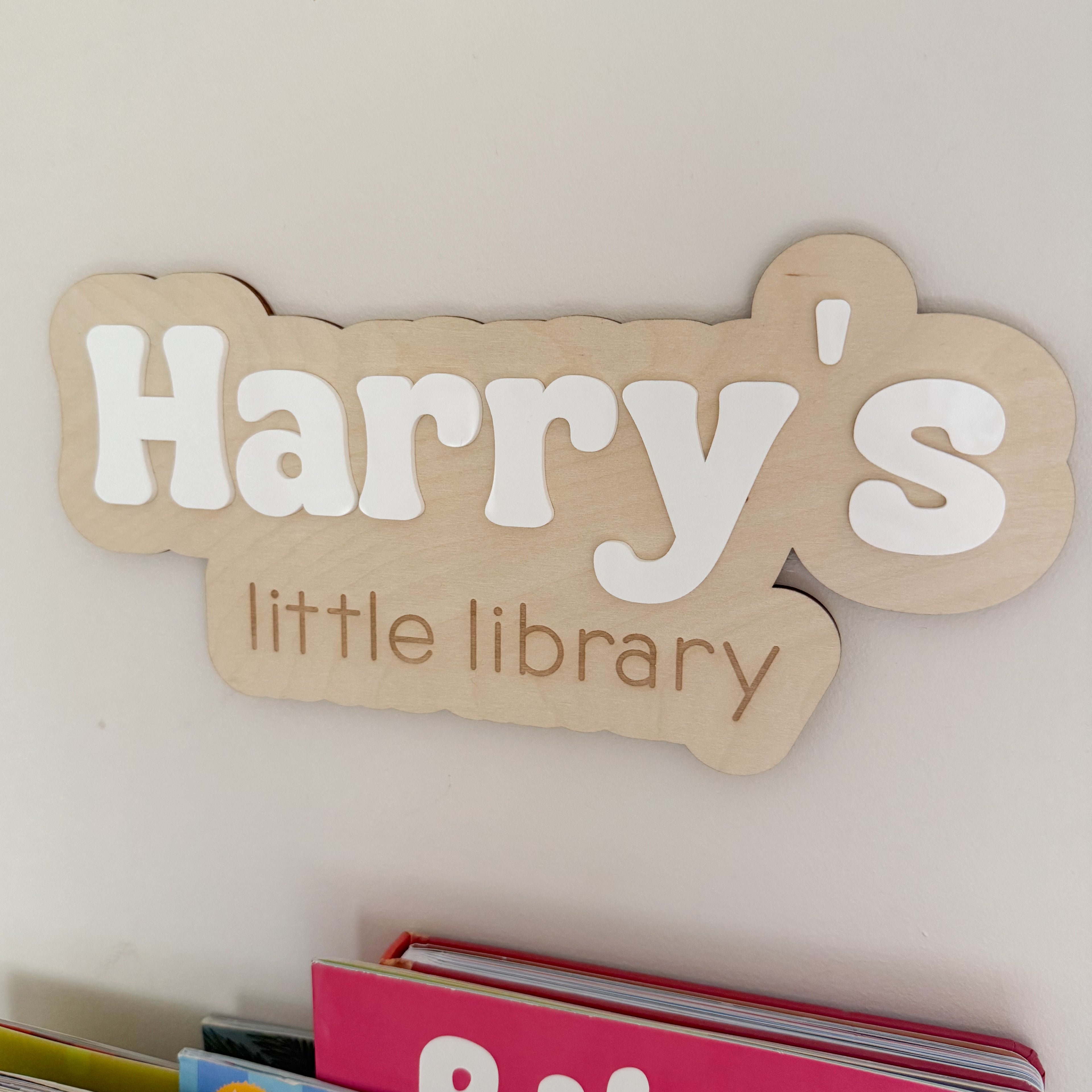 Little Library Sign, personalised sign for childrens book corner