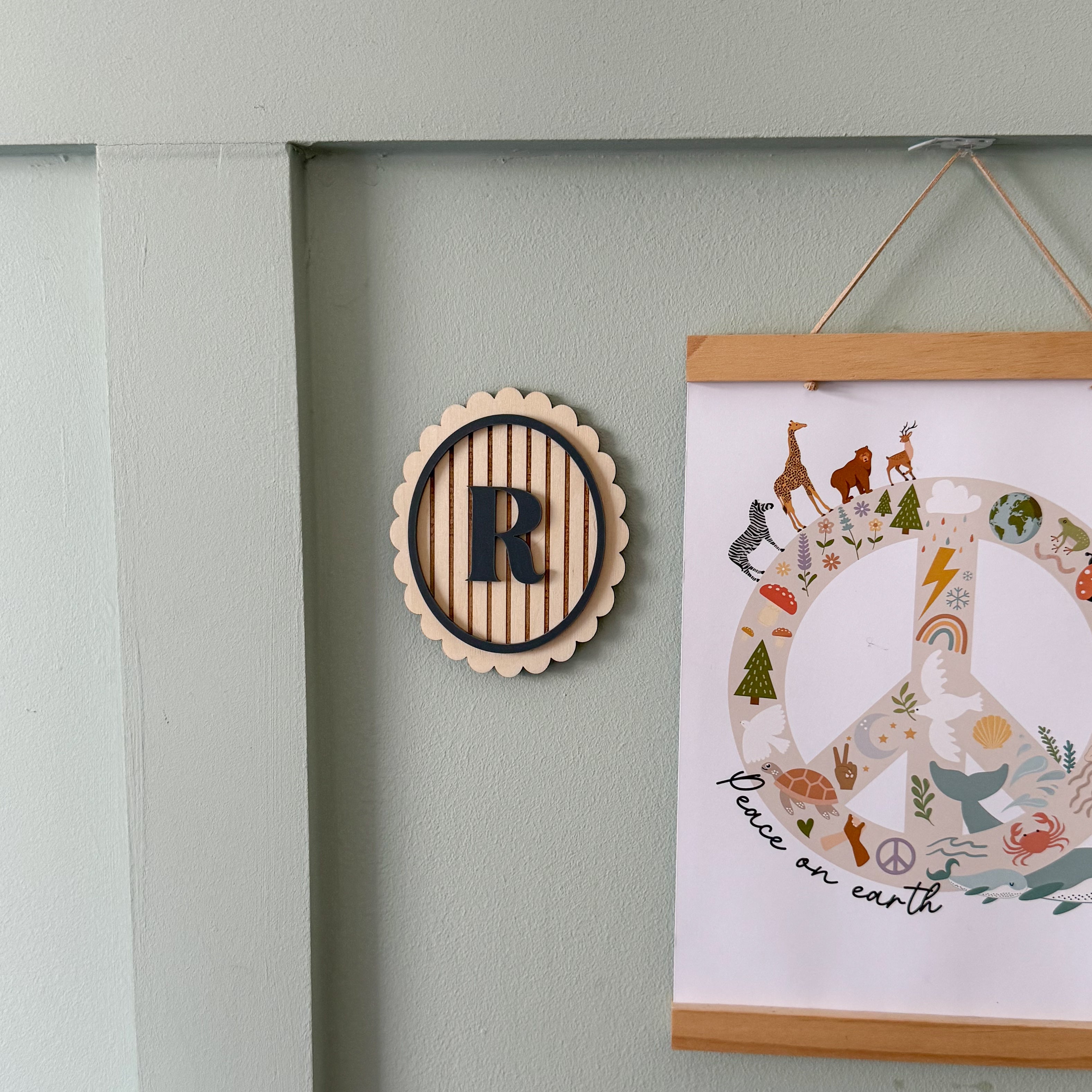 Monogram initial wall art decal - personalised