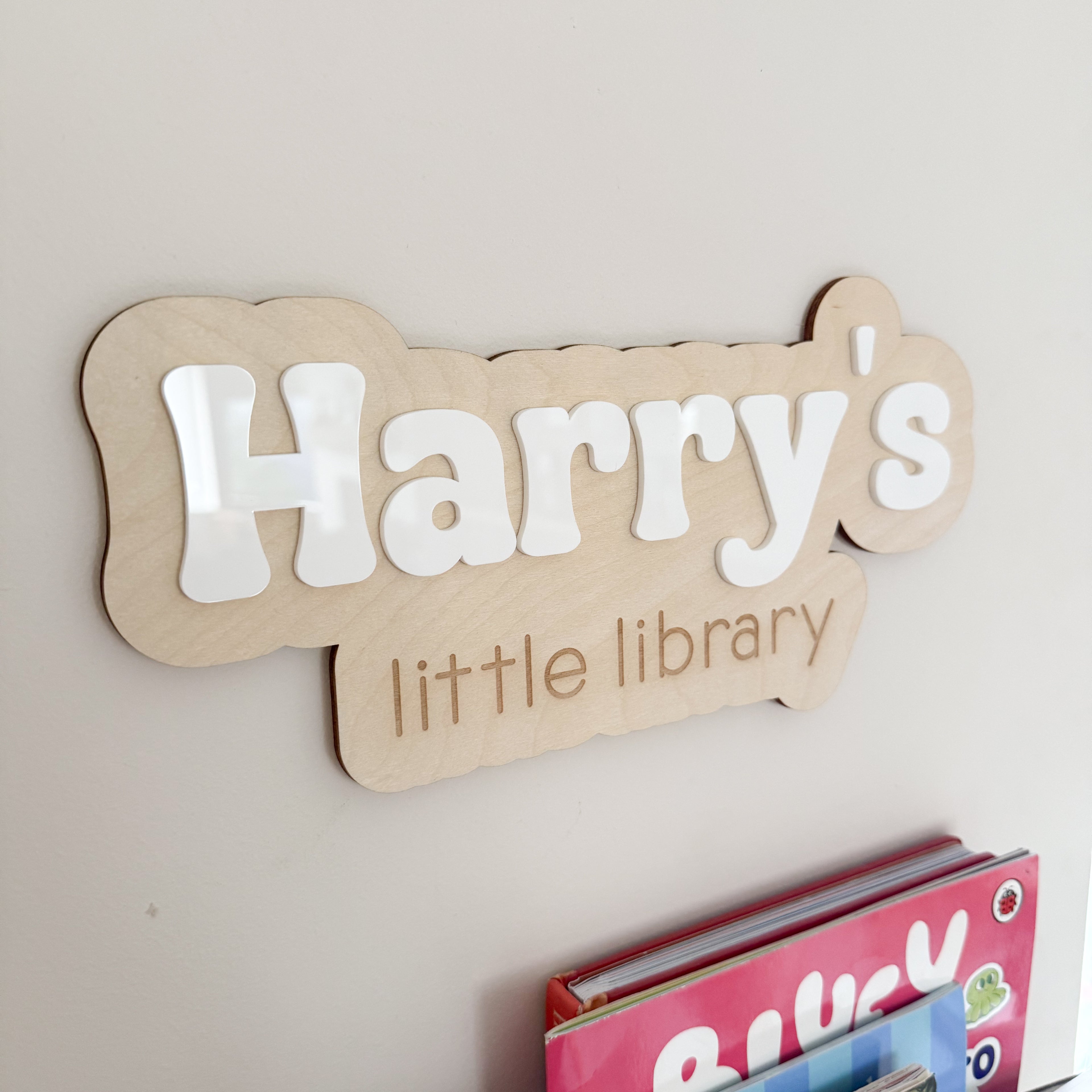 Little Library Sign, personalised sign for childrens book corner