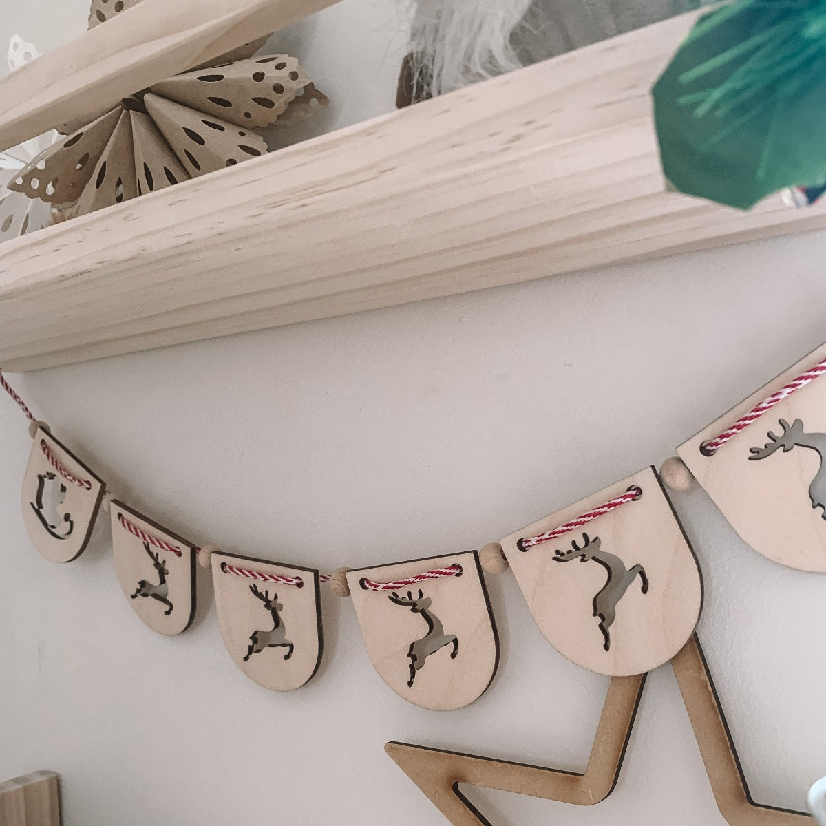 Wooden Reindeer Christmas Bunting | Cosy Little Nest