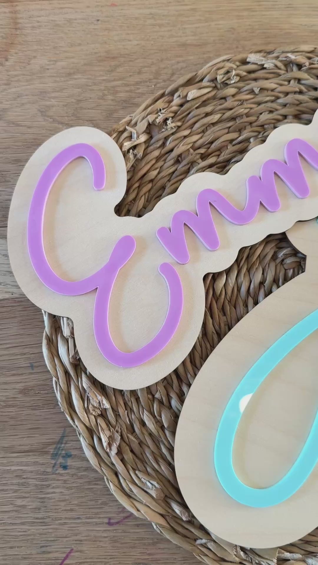 Colourful Layered Name Sign - Unique Nursery Decor, Door Signs for Kids Rooms
