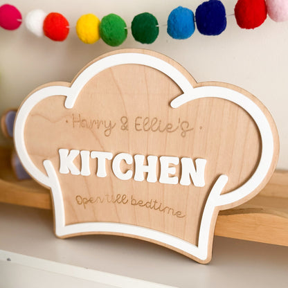 Personalised Chef Hat Play Kitchen Sign