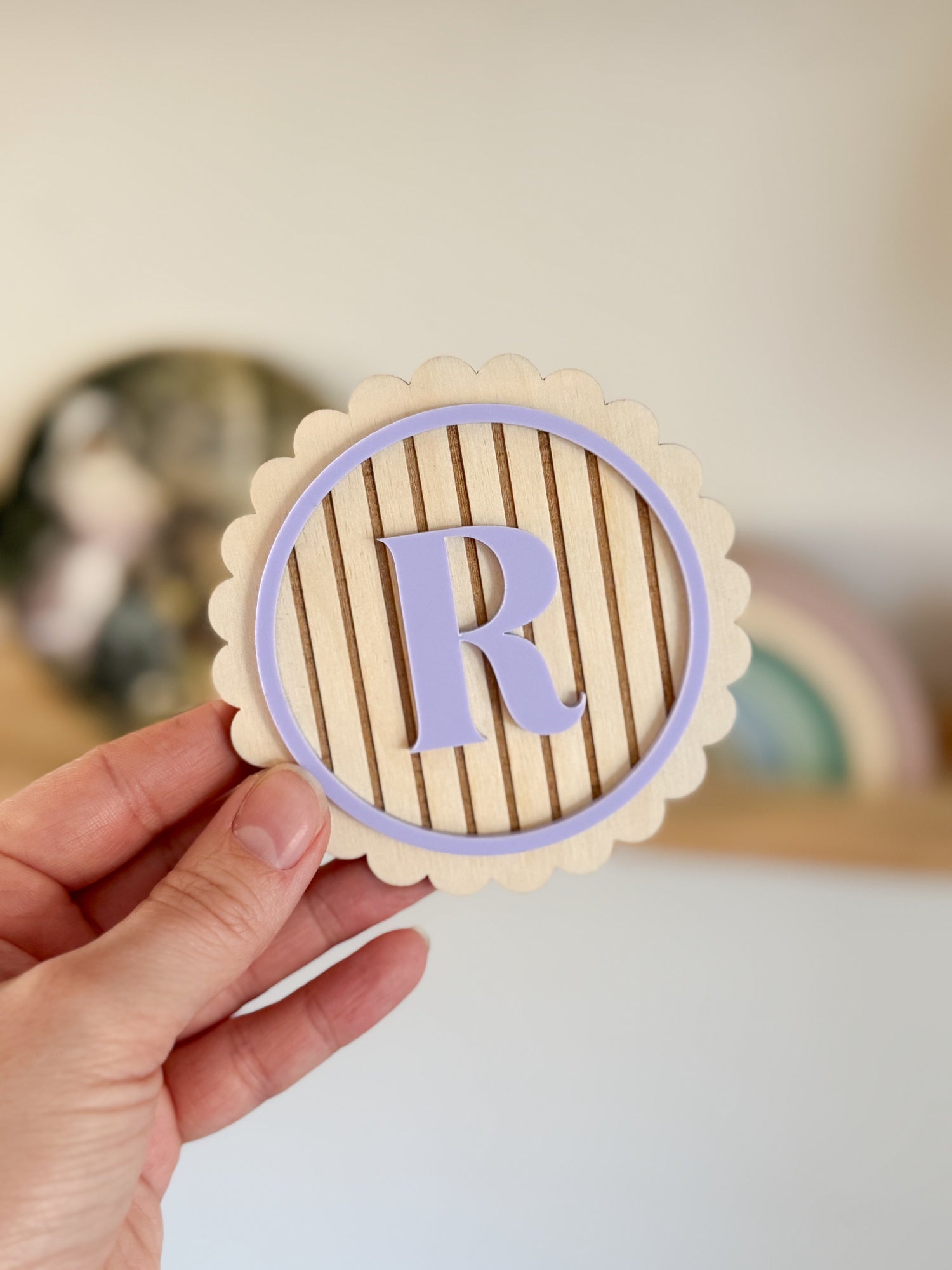 Monogram initial wall art decal - personalised round