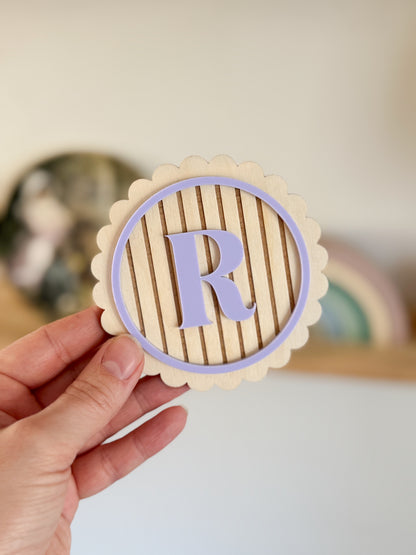 Monogram initial wall art decal - personalised round