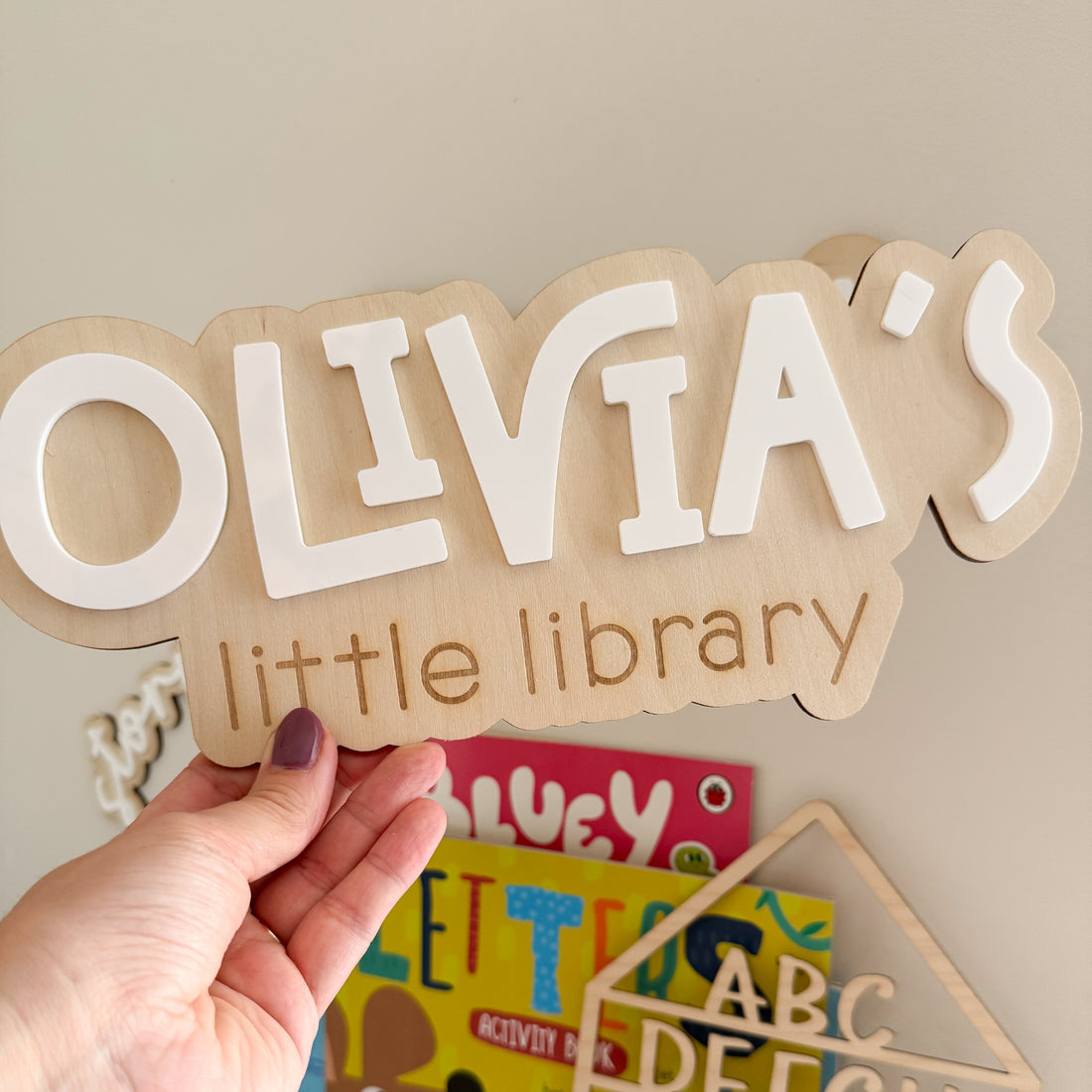 Little Library Sign, personalised sign for childrens book corner