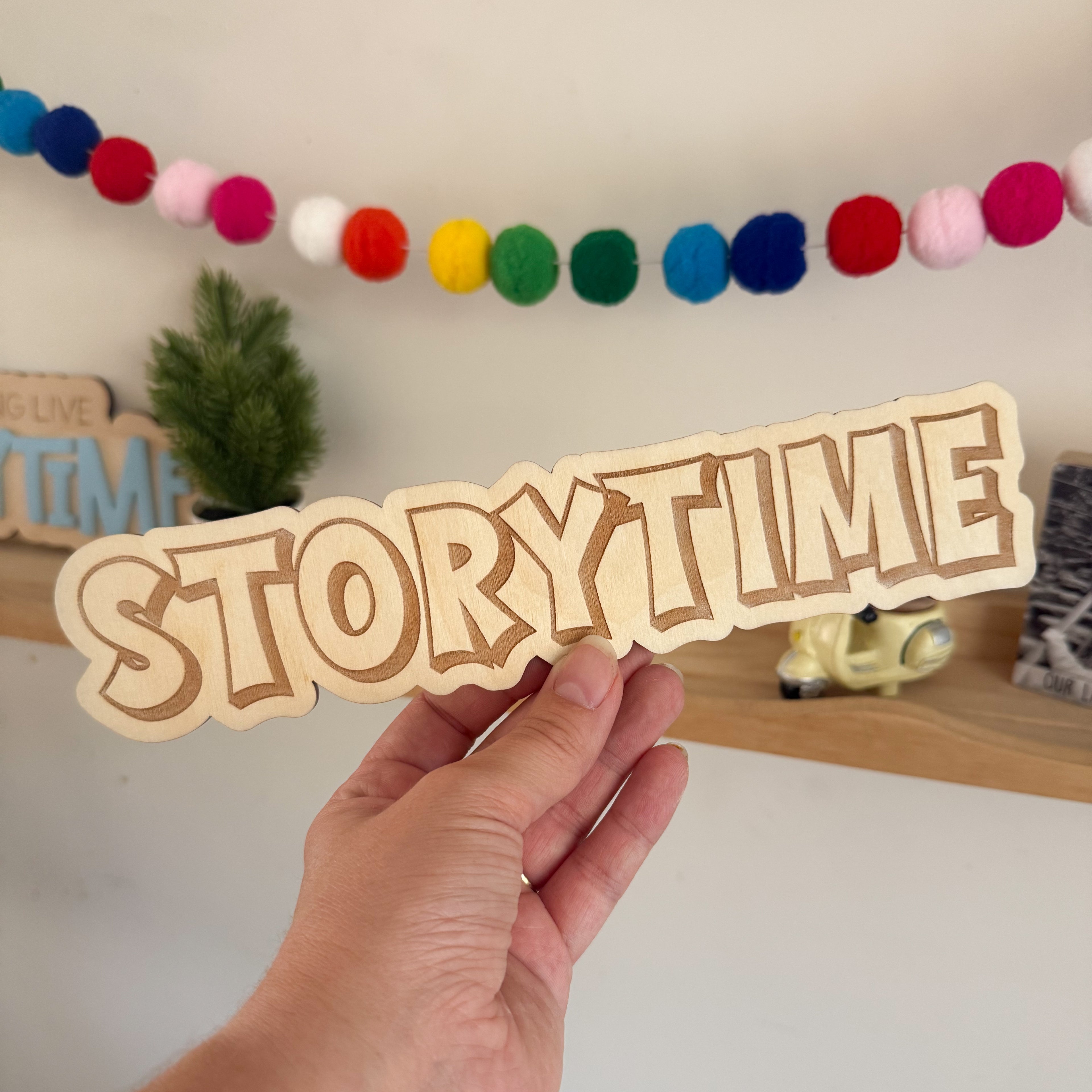 Storytime engraved sign (sample sale)