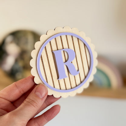 Monogram initial wall art decal - personalised round