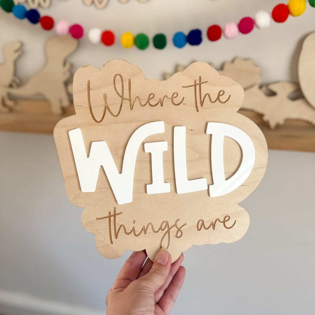 Where the wild things are sign, door sign, playroom sign plaque (Sample Sale)