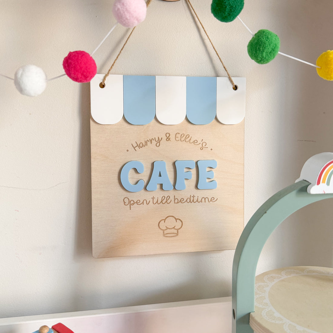 Personalised Cafe Sign with Bunting