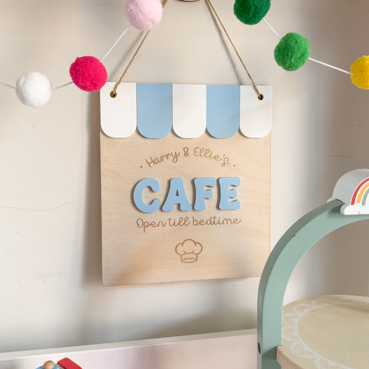 Personalised Cafe Sign with Bunting
