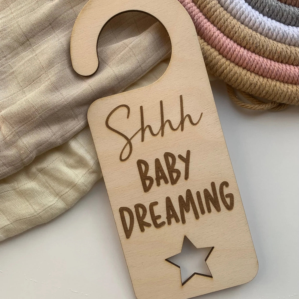 Shhhhh Baby Dreaming Door Hanger Sign | Cosy Little Nest