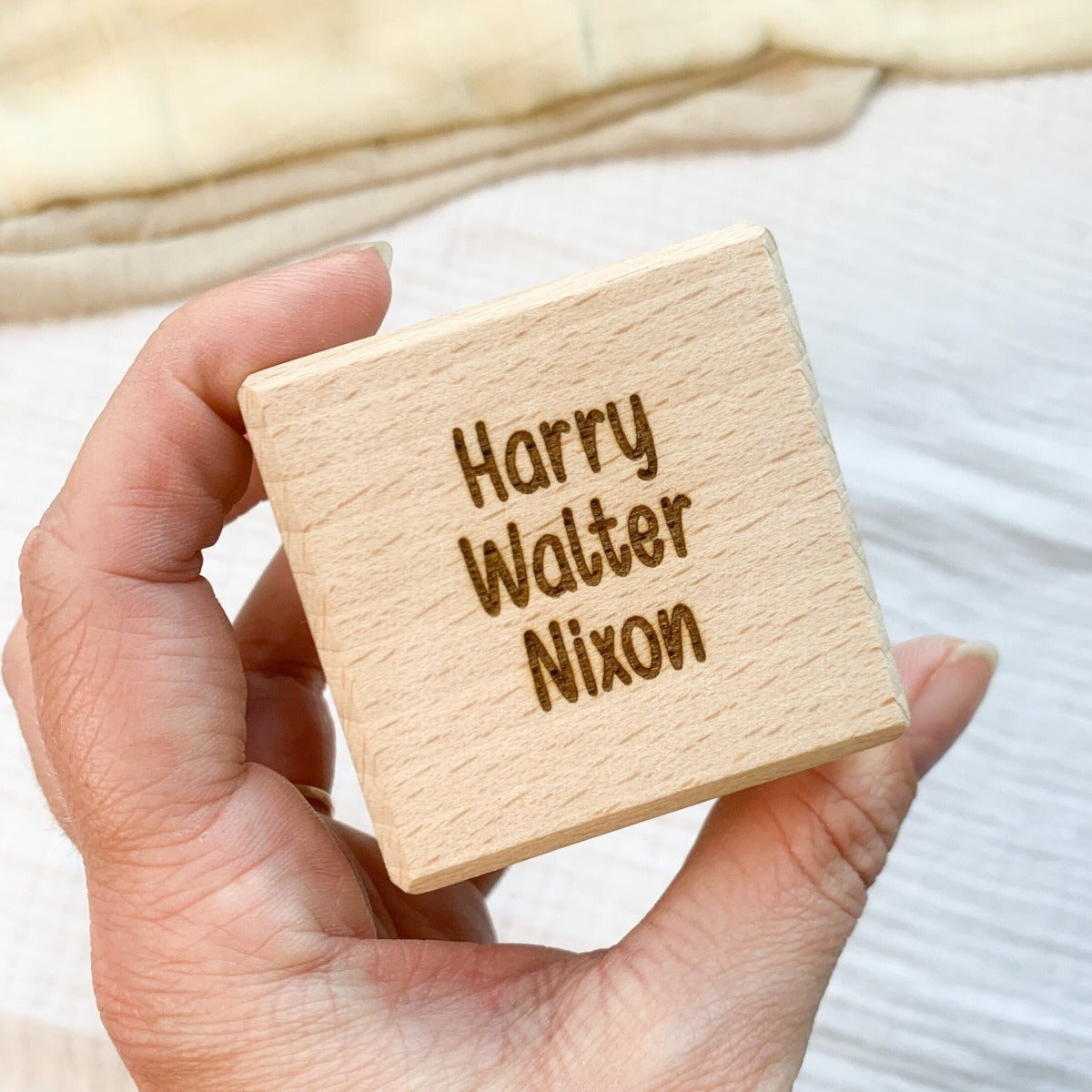 Personalised Birth Stats Wooden Baby Block | Cosy Little Nest