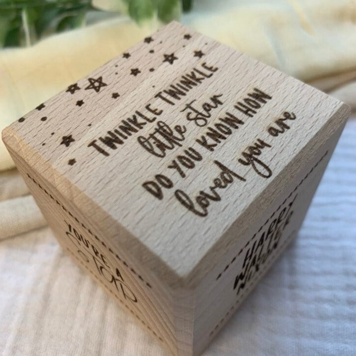 Twinkle Little Star Personalized Wooden Baby Block | Cosy Little Nest