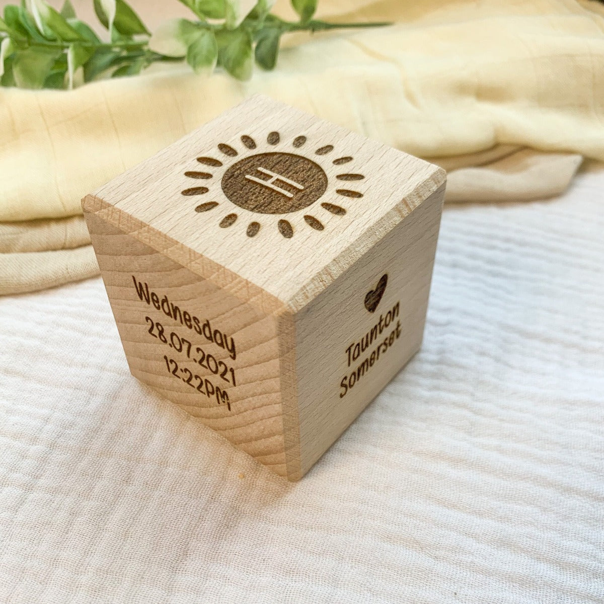 Personalised Birth Stats Wooden Baby Block | Cosy Little Nest