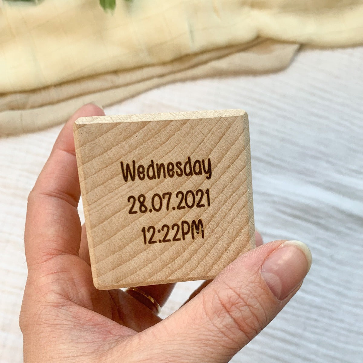 Personalised Birth Stats Wooden Baby Block | Cosy Little Nest