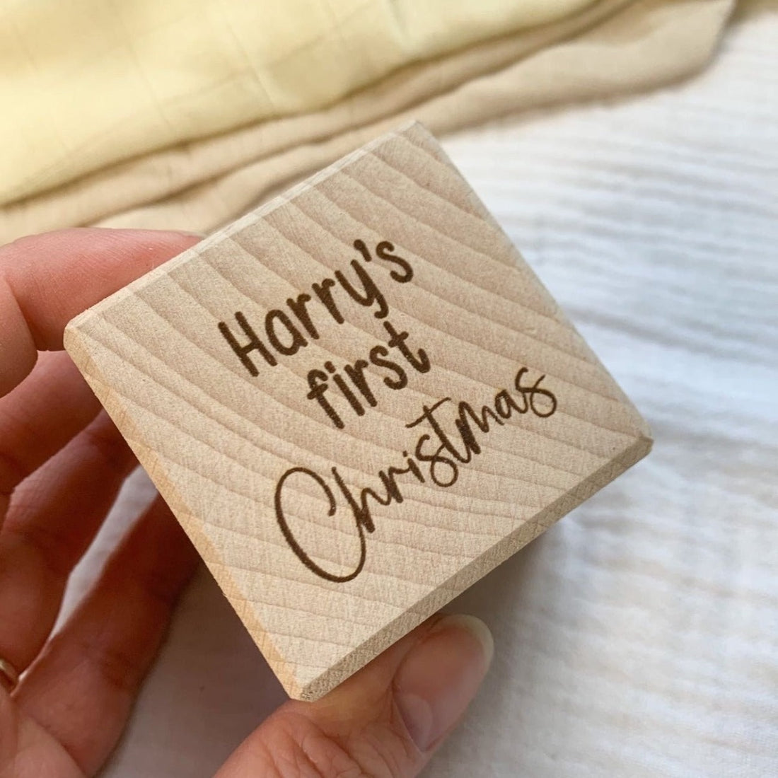 Personalised First Christmas Baby Block