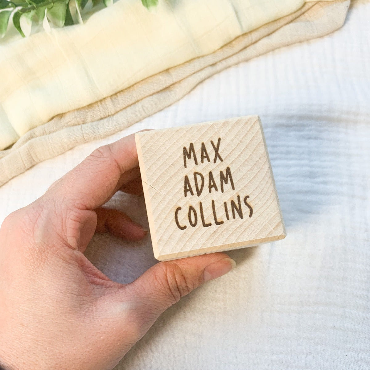 Personalised Name Wooden Baby Block | Cosy Little Nest