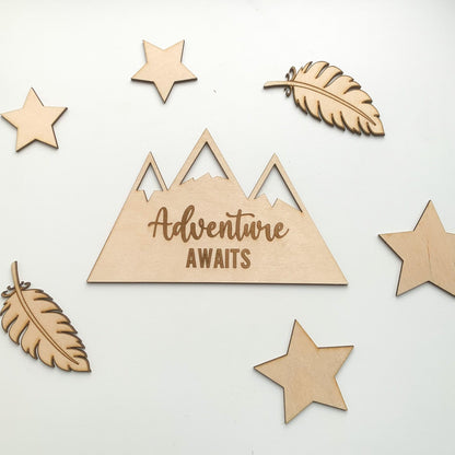 Mountain Range Adventure Awaits Wall Decor | Cosy Little Nest