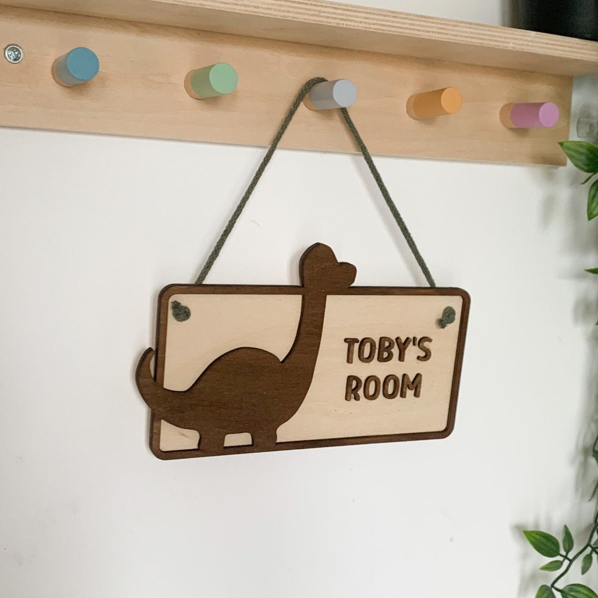 Dinosaur Hanging Name Sign | Cosy Little Nest