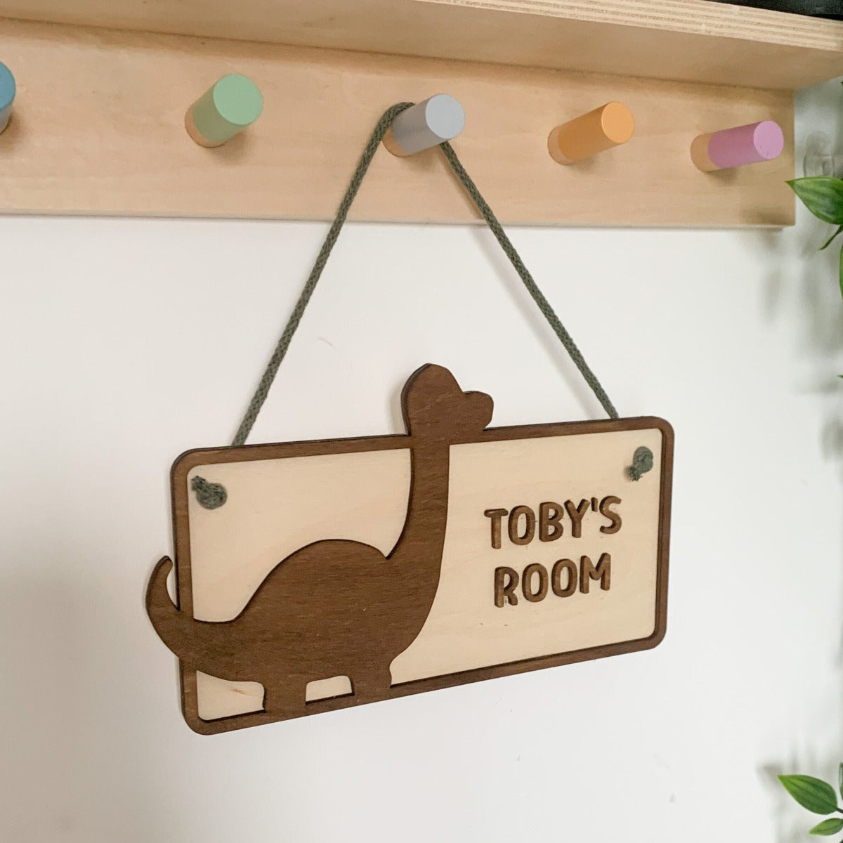 Dinosaur Hanging Name Sign | Cosy Little Nest