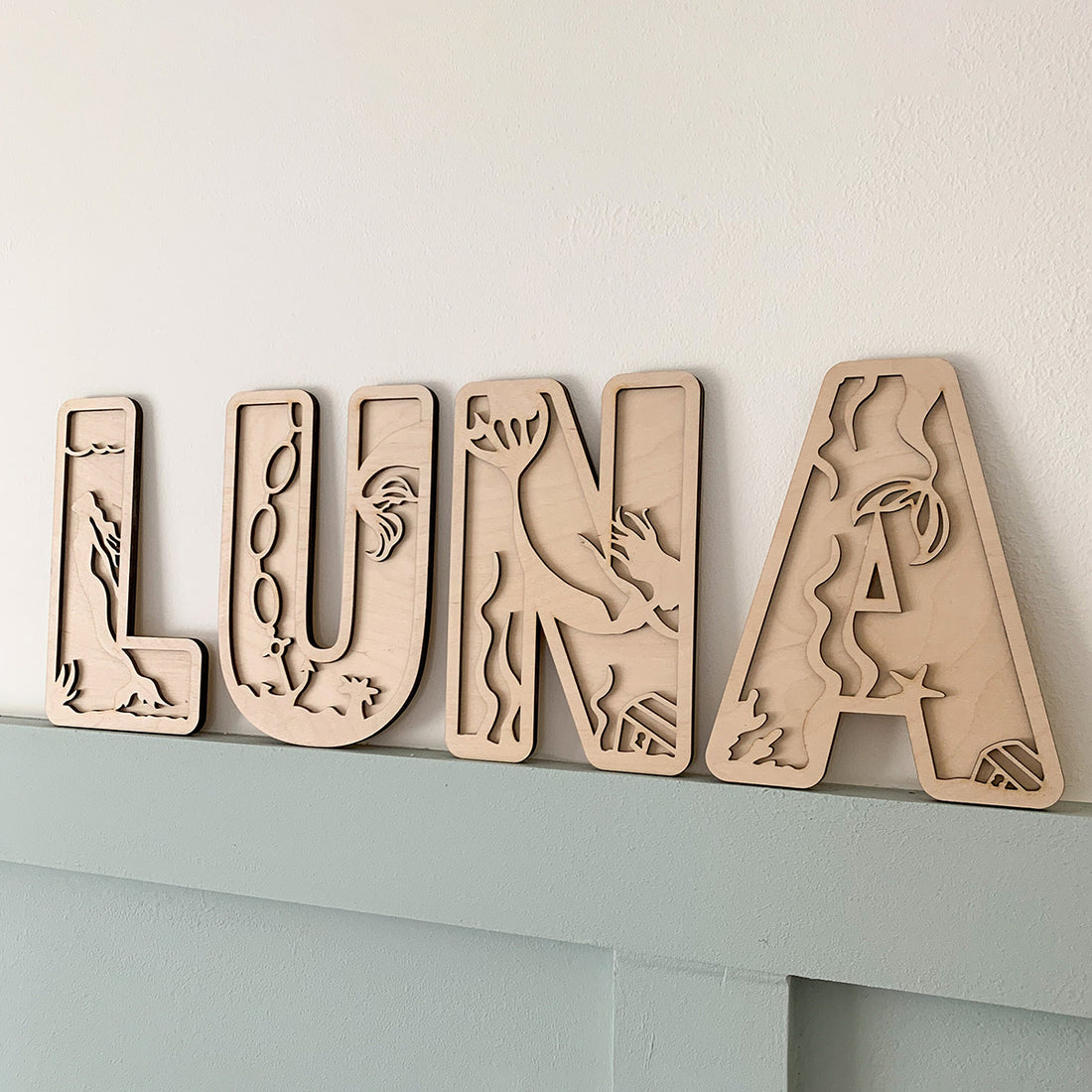 Ocean Layered Wooden Name Sign | Cosy Little Nest