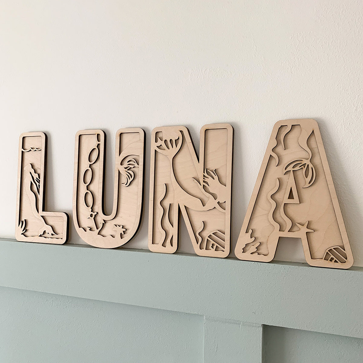 Ocean Layered Wooden Name Sign | Cosy Little Nest