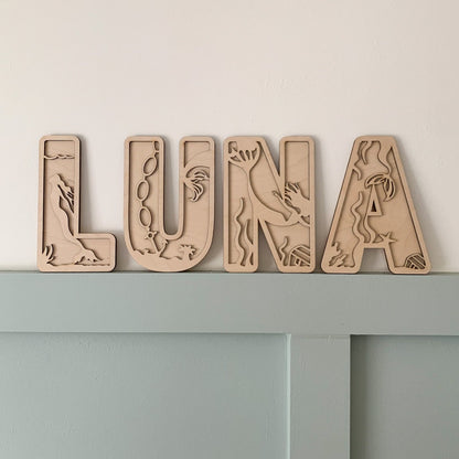 Ocean Layered Wooden Name Sign | Cosy Little Nest