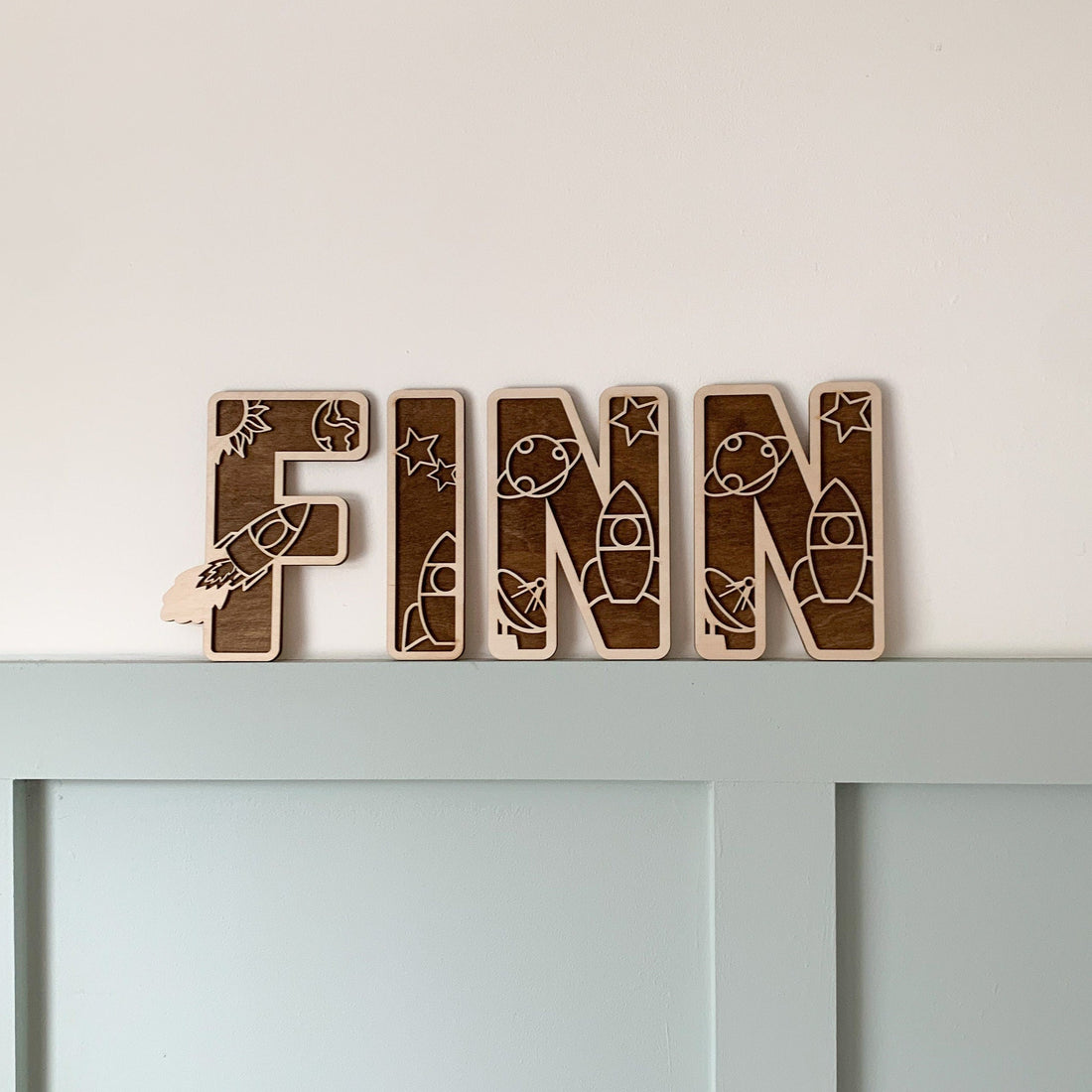 Space Layered Wooden Name Sign | Cosy Little Nest