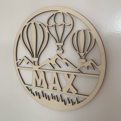 Hot Air Balloon Wooden Name Plaque | Cosy Little Nest