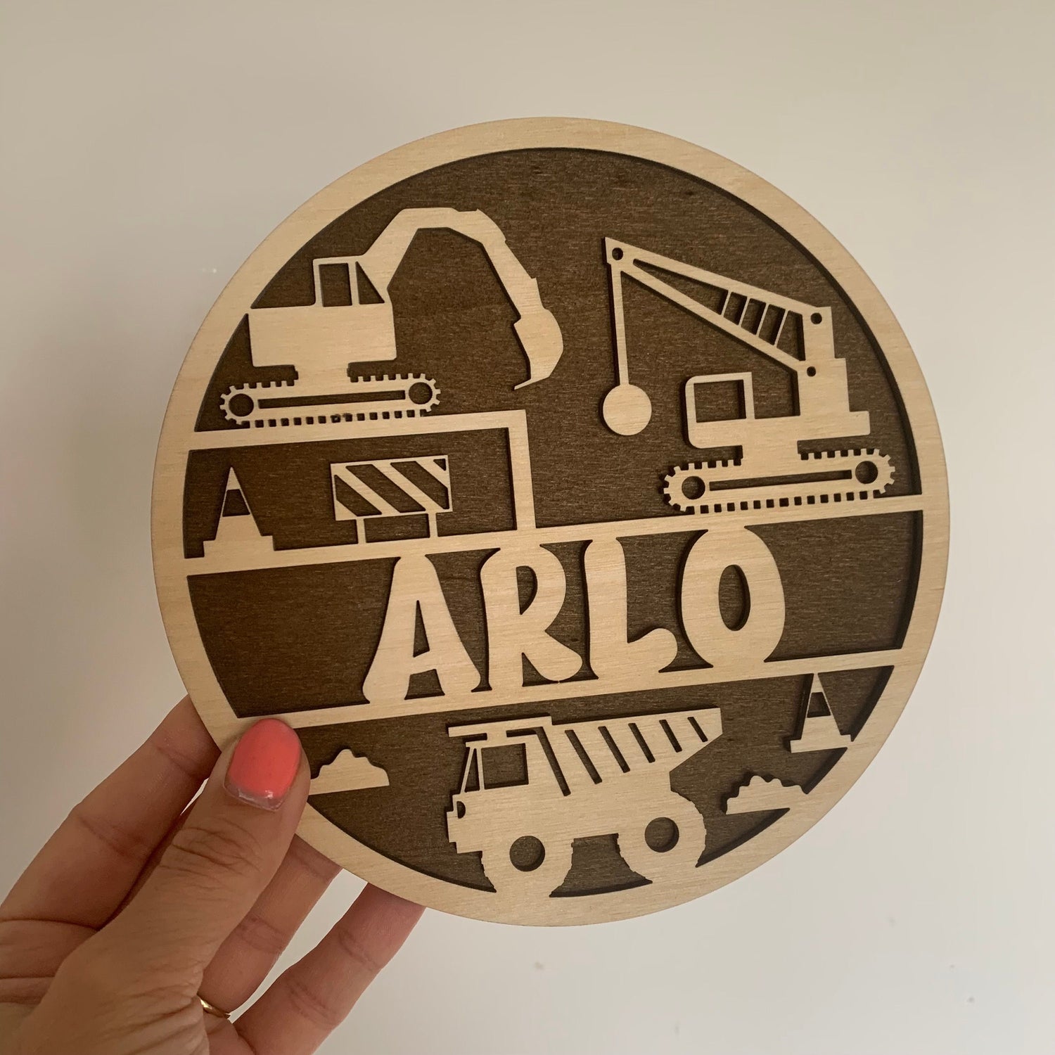 Construction Layered Wooden Name Plaque