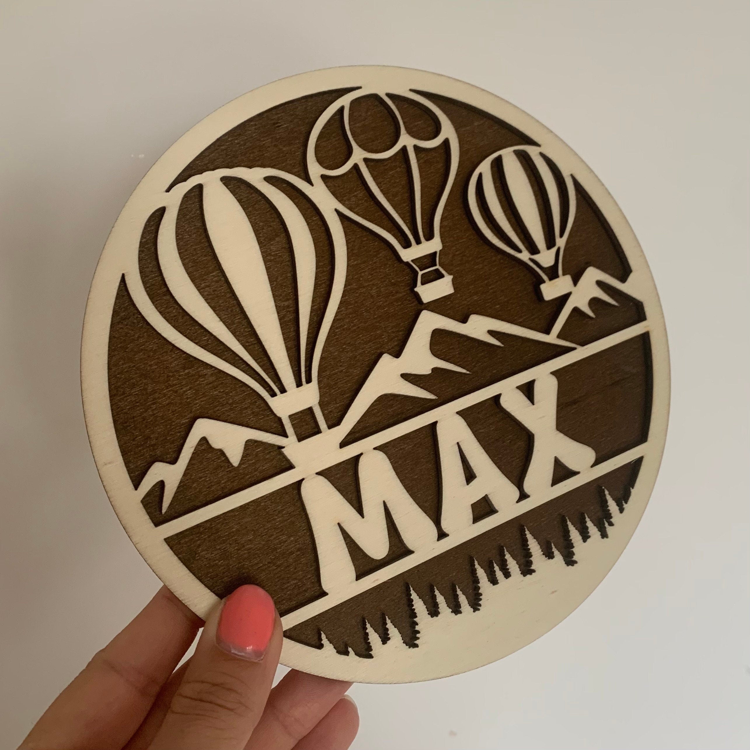 Hot Air Balloon Layered Wooden Name Plaque