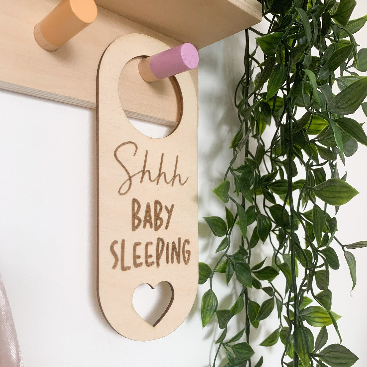 Shhhhh Baby Sleeping Door Hanger Sign | Cosy Little Nest