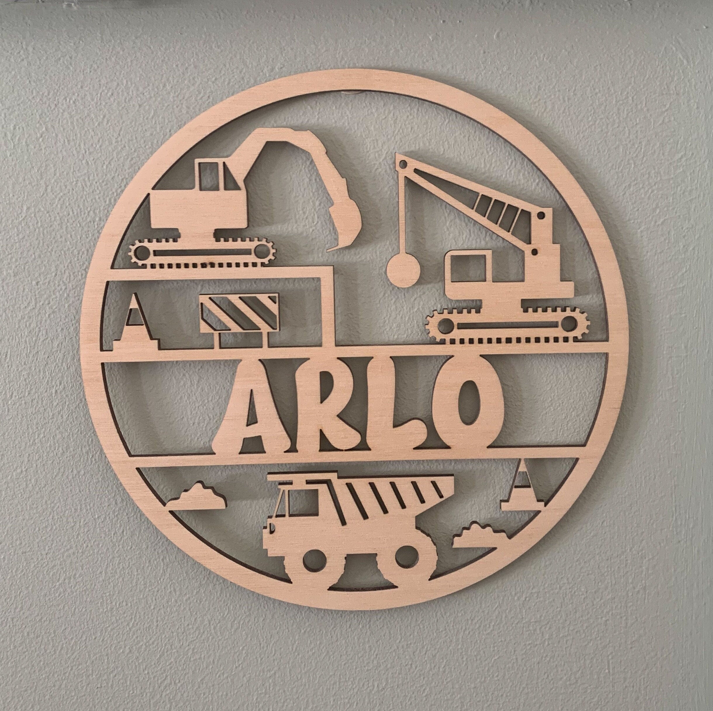 Construction Wooden Name Plaque