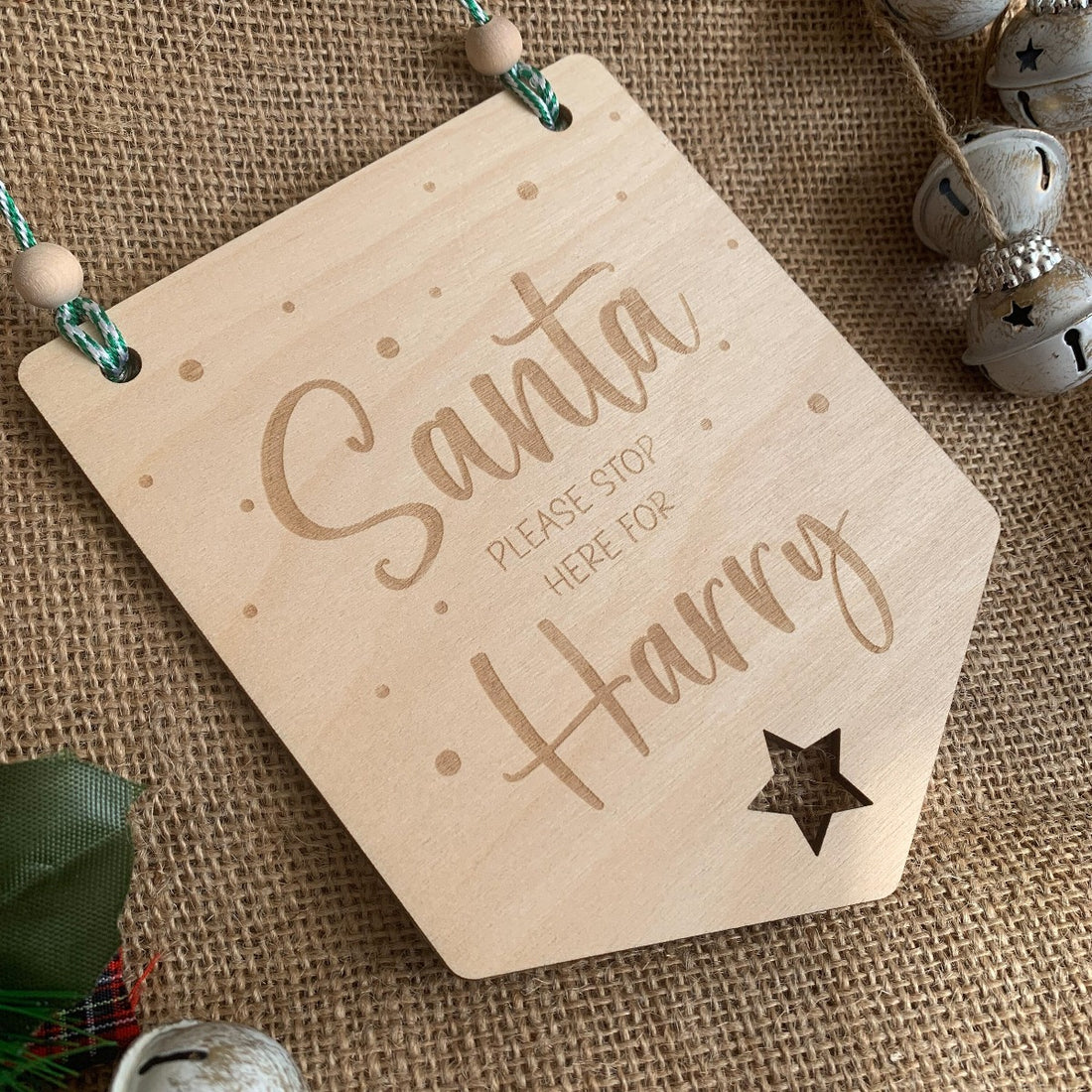 Personalised Santa Please Stop Here Pennant | Cosy Little Nest