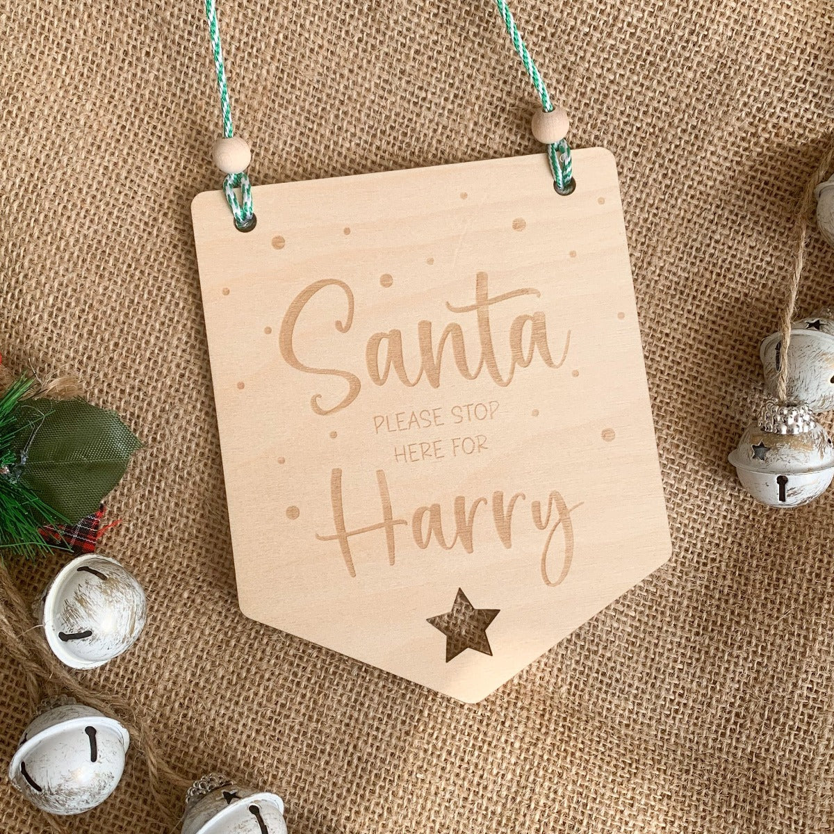 Personalised Santa Please Stop Here Pennant | Cosy Little Nest