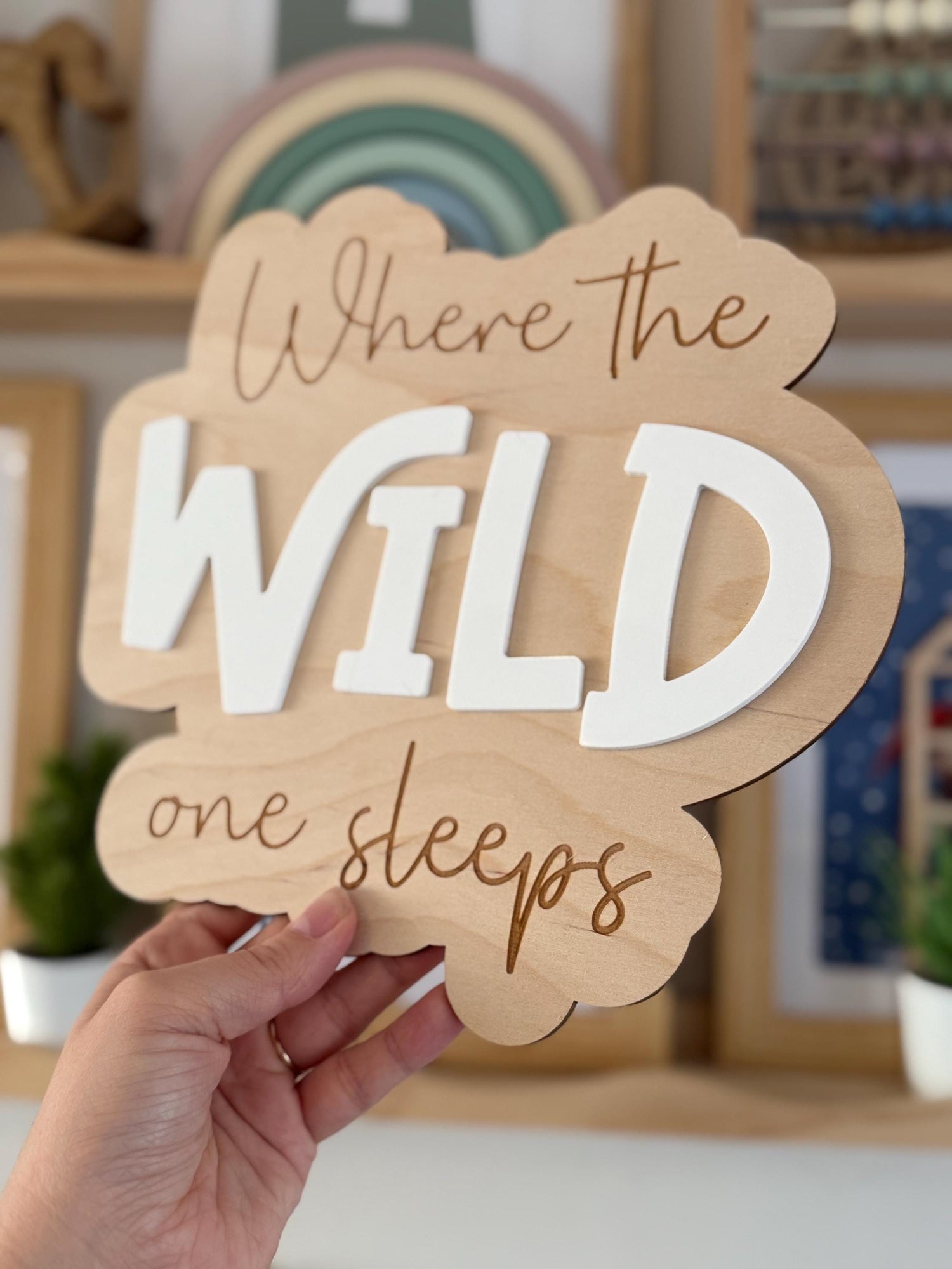 Where the wild one sleeps sign, door sign, playroom sign plaque