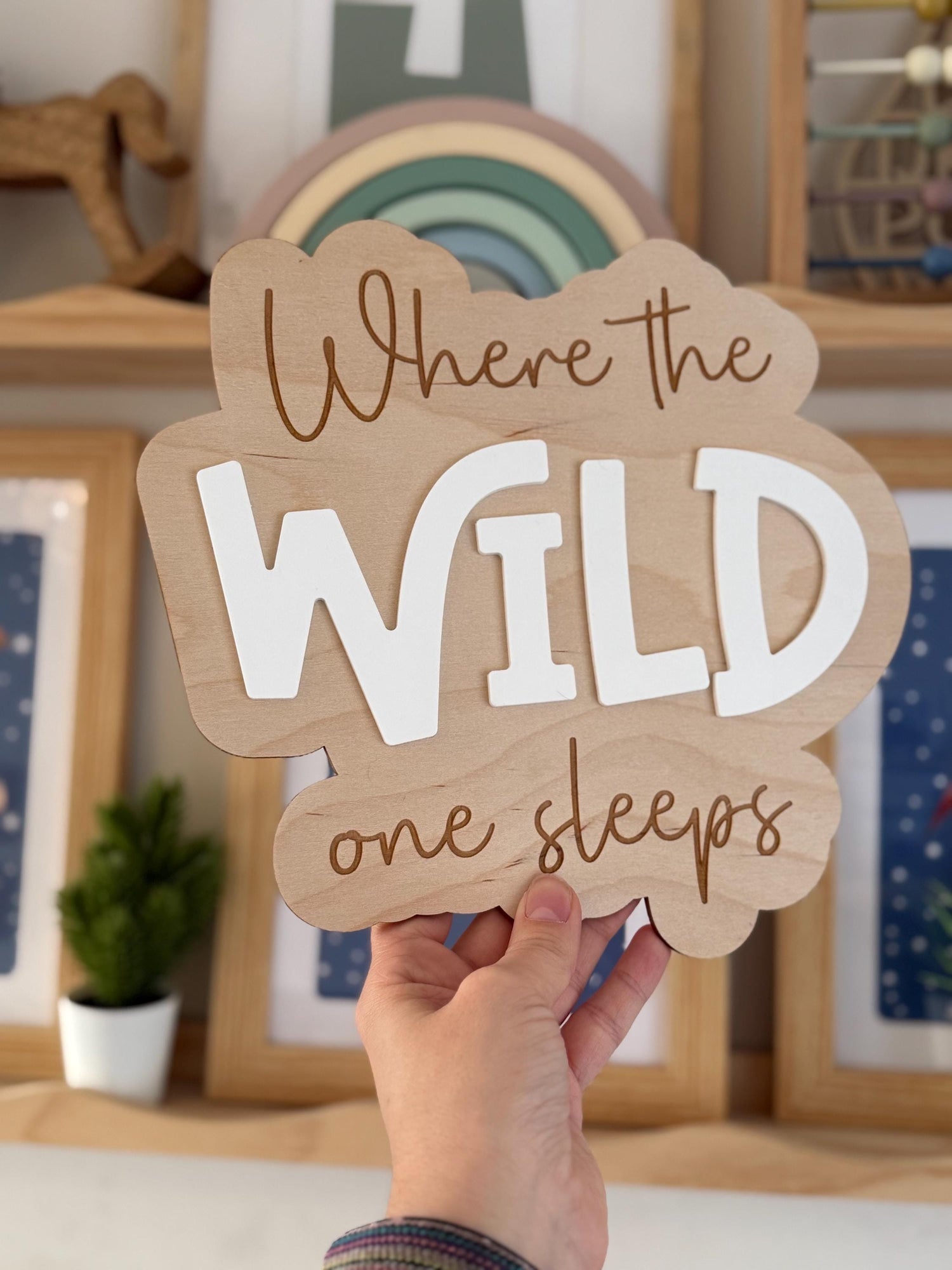 Where the wild one sleeps sign, door sign, playroom sign plaque