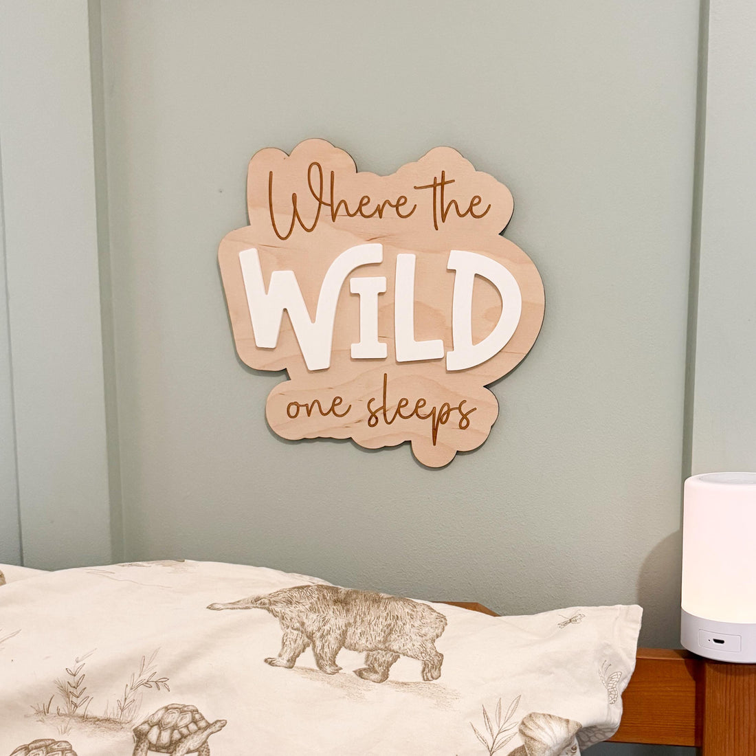 Where the wild one sleeps sign, door sign, playroom sign plaque