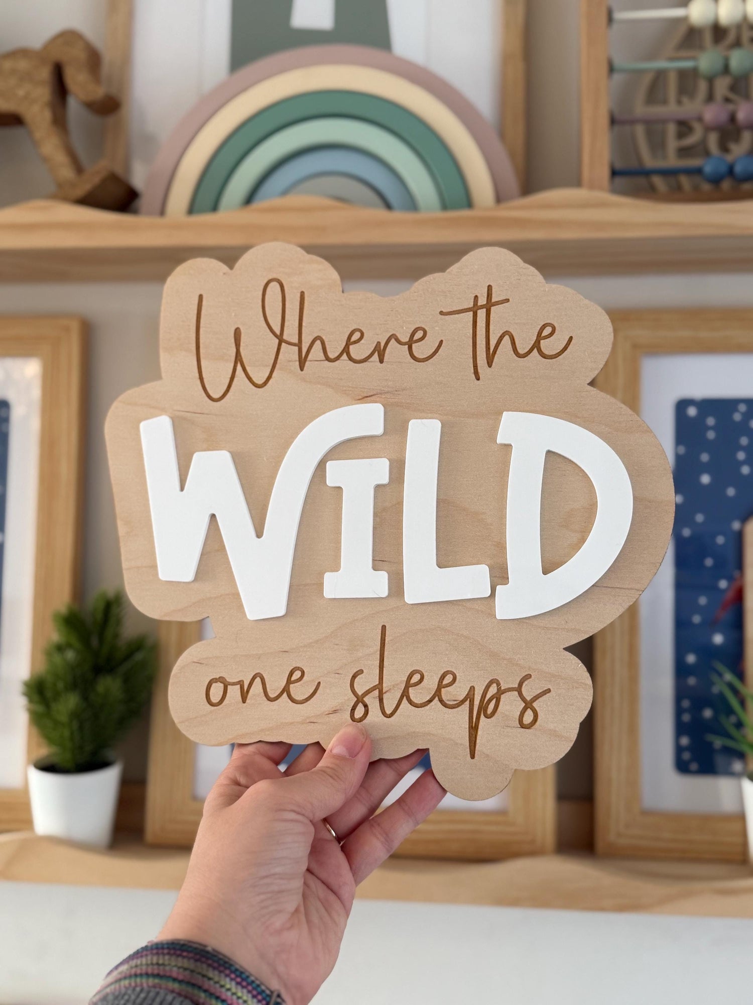 Where the wild one sleeps sign, door sign, playroom sign plaque
