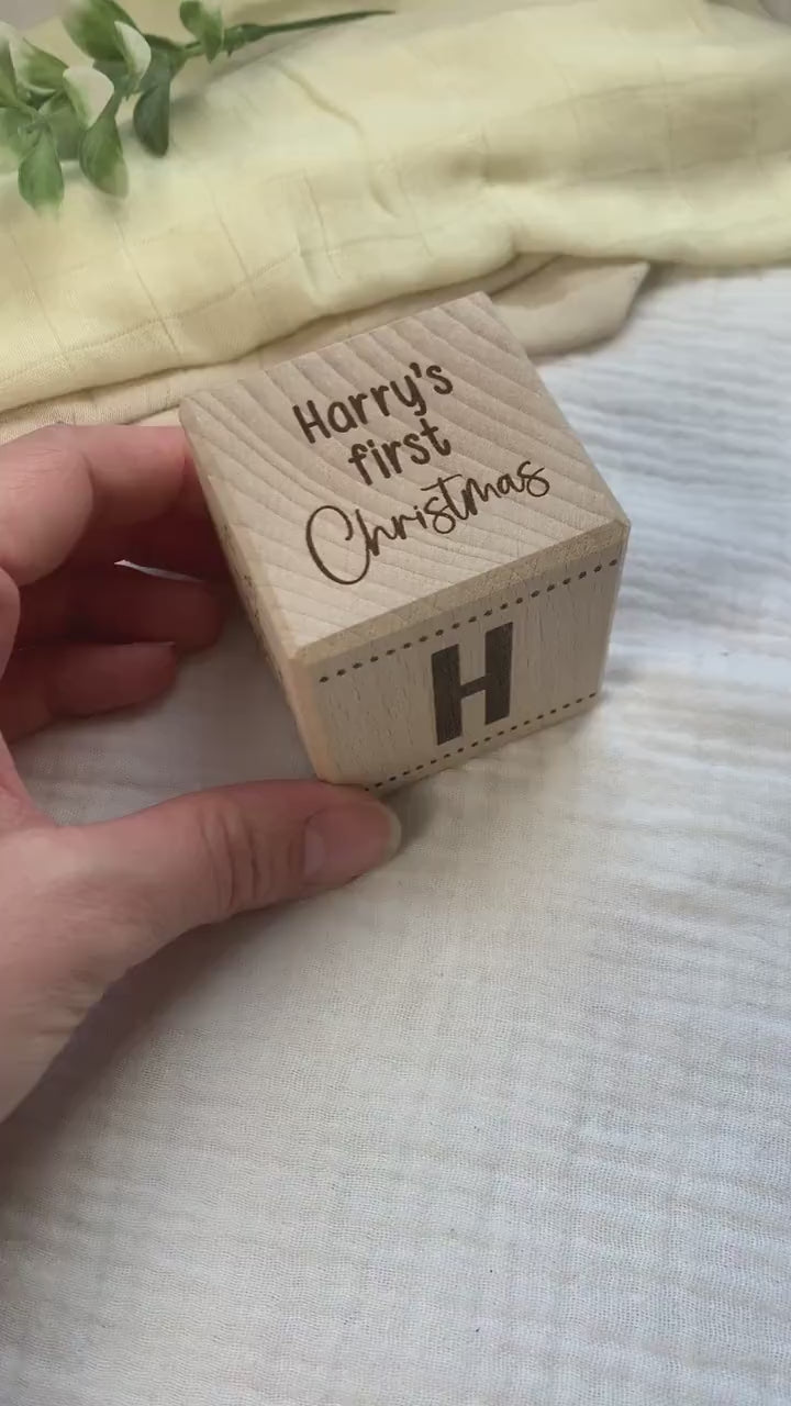 Personalised First Christmas Baby Block