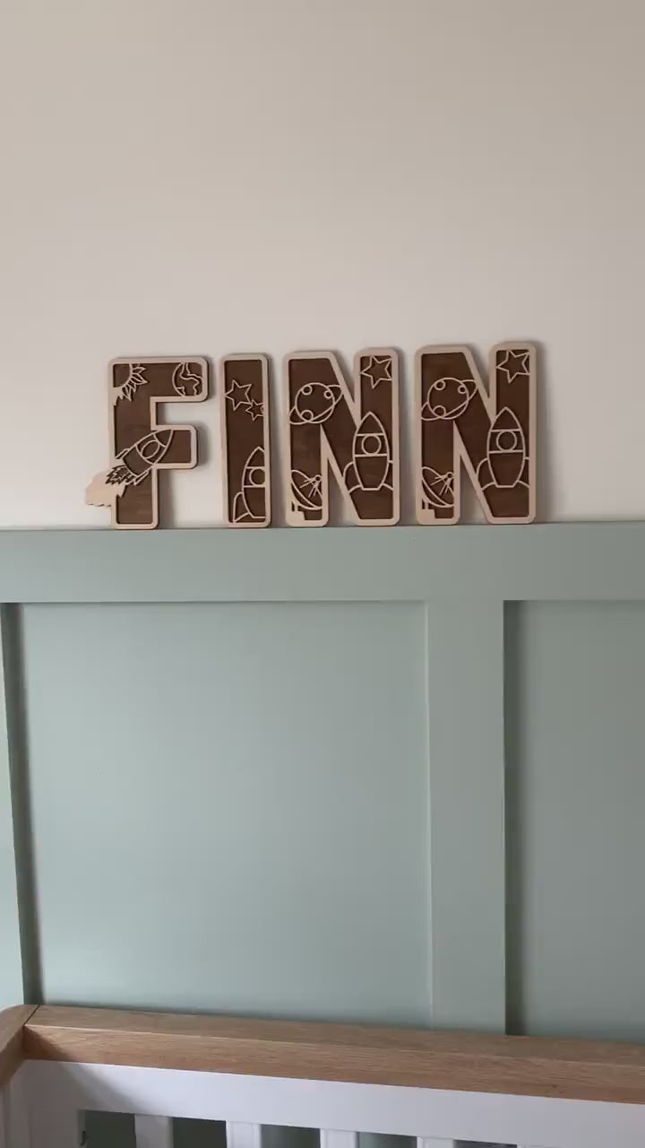 Space Layered Wooden Name Sign | Cosy Little Nest