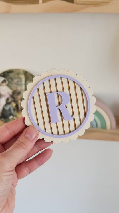 Monogram initial wall art decal - personalised round